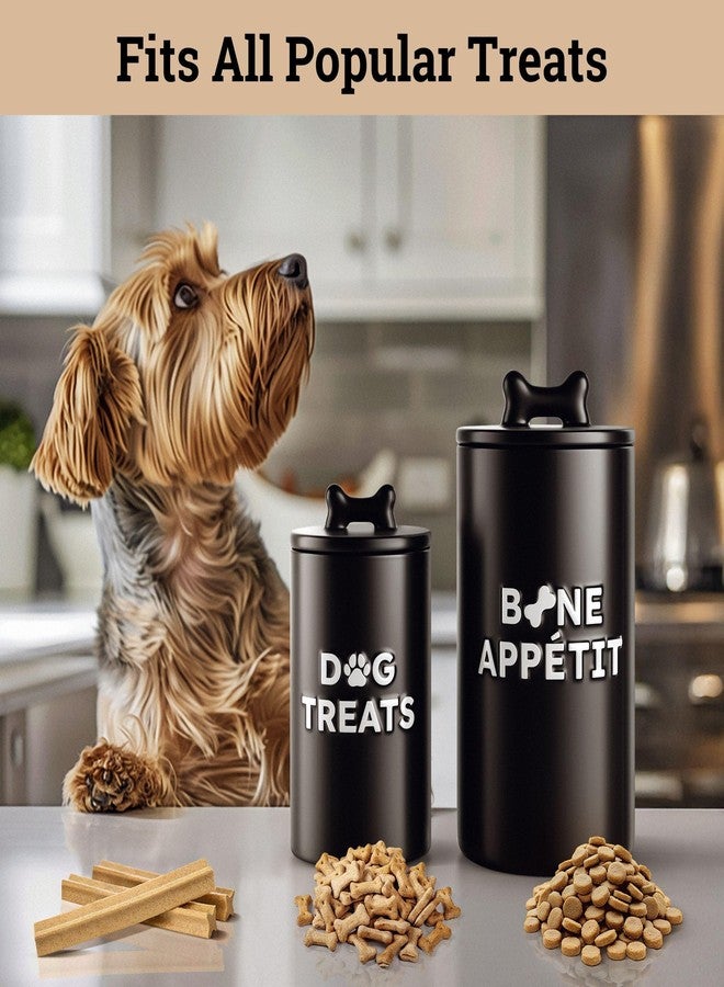 HB Design Co. Dog Treat Container Airtight Set of 2 - 10x5 in & 7x4 in Ceramic Dog Treat Jars for Kitchen Counter with Airtight Lids - 11 Cup Capacity Pet Treat Container Set - Doggie Cookie Jar - Treats Canister - Image 3